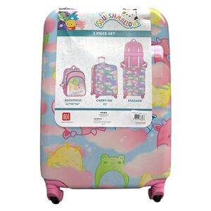 Ful Kid's 2-Piece Luggage Set, Backpack and Carry-On Combo - Squishmallows